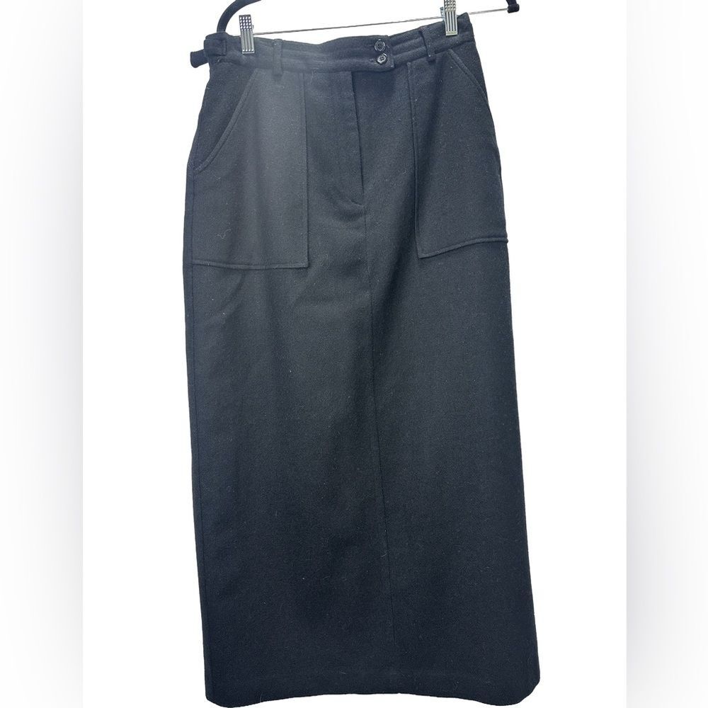 Harris Wallace Vintage Wool Black Pencil Skirt Size 12